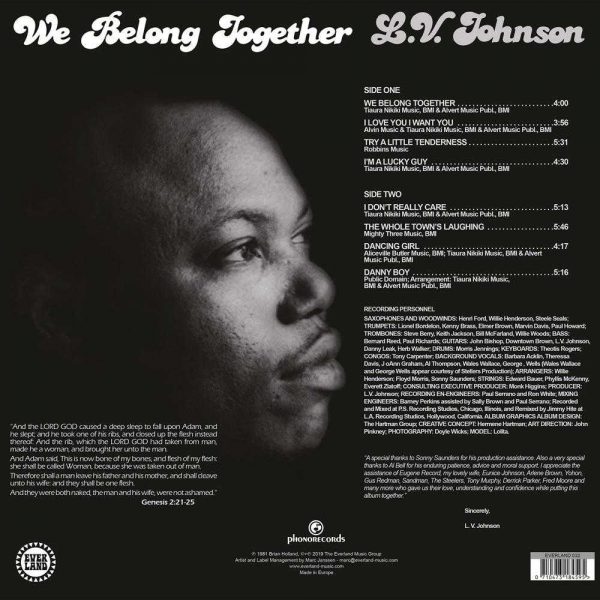L.V. Johnson - We Belong Together LP CD back cover