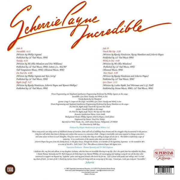 Scherrie Payne - Incredible LP CD back cover